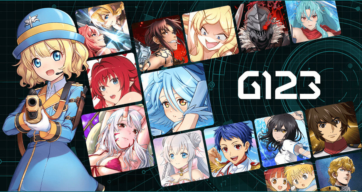 G123 game platform interface screenshot showing various anime-style games